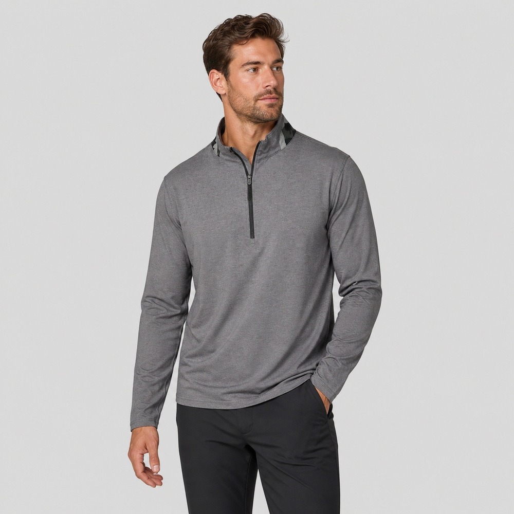 Greyson Mens Guide Sport Golf Performance Brrr Cooling 1/4 Zip Pullover L Gray